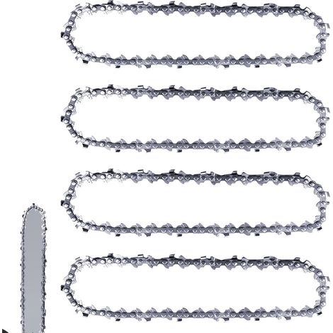 Confezione da 4 catene per motosega LP da 25 cm e 3/8 pollici, 40 maglie di trasmissione, catene anti-contraccolpo da 1,3 mm, adatte per Einhell GC-LC 18/25 Li e GE-LC 18/25 Li, Husqvarna 436 Li, 536 (1/4)