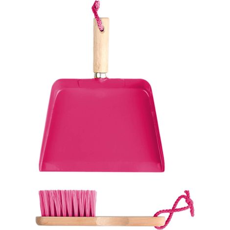 Esschert Design – Set balayette et pelle pour enfant rose – Bois FSC et métal, 0,3 kg