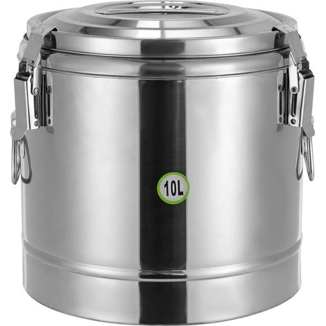 Contenitore isotermico, capacità 10 litri, acciaio inox 304, forma rotonda. (1/2)