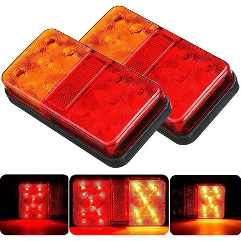 Lot de 2 feux de remorque universels à LED 12 V – Feux de freinage et clignotants – Pour caravanes, camping-cars et camions (1/4)