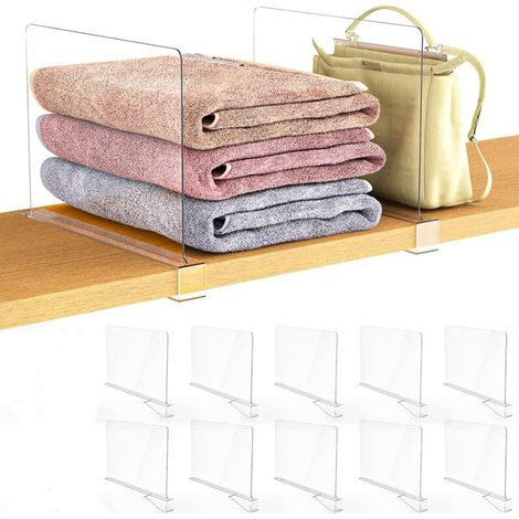 10 Pièces Séparateurs D'étagère Acrylique pour Armoire,Separateurde Penderie pour Organiser Vêtements,Séparateurs Etagère (1/5)
