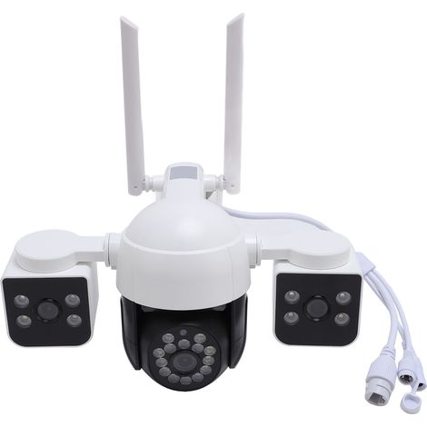 Caméra de sécurité sans fil à trois objectifs 6MP HD 360° avec fonction panoramique et inclinaison, communication bidirectionnelle, projecteur intégré et alarme pour la maison (1/5)