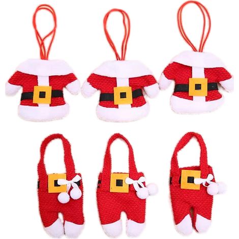 6 Pièces Porte Couvert Noël Décoration de Table Noël Cadeaux de Noël (Costumes du Père Noël) (1/3)
