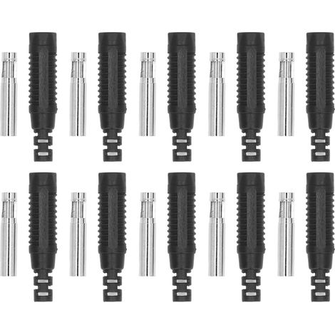 10 Connecteurs bananes femelles laiton PA Jack Inserts à tube isolant Adaptateur à pression J.10031 Noir (1/5)
