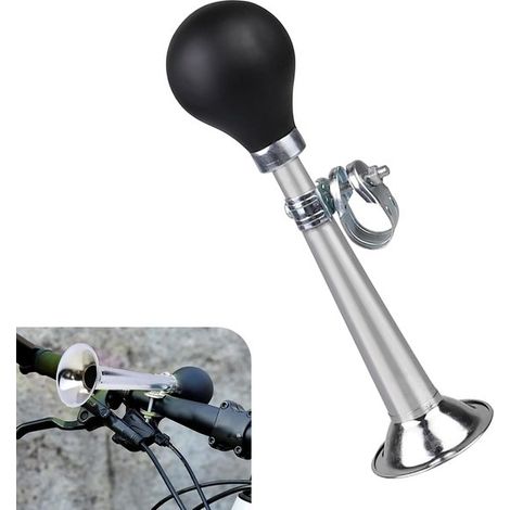 Klaxon de vélo rétro – Argent – Sonnette à poire – Fixation universelle – Accessoire vintage (1/5)