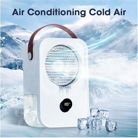 climatiseur mobile sans évacuation,650 ml Grand réservoir d'eau,brume glacée Réfrigération,portable,Travail et domicile,Blanc