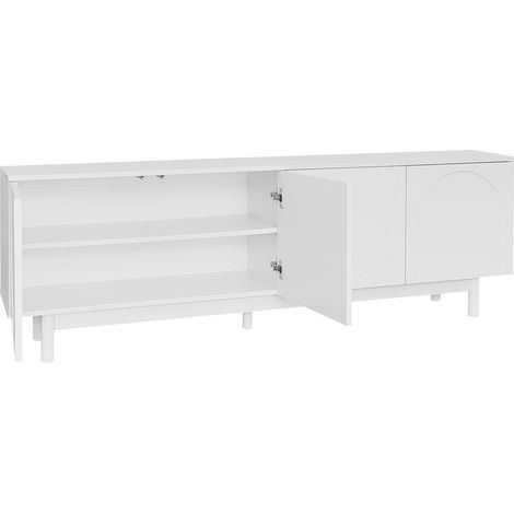 Meuble TV blanc 175 x 38 x 56 cm avec portes push-to-open et étagères réglables (1/5)