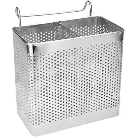 Scolaposate da cucina, cestello per posate, portaposate, organizer per lavello in acciaio inox per riporre e cucinare utensili, cucchiaio, forchetta