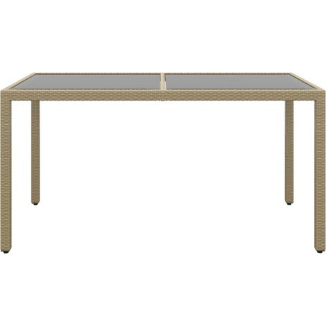 Maison Exclusive - Gartentisch 150x90x75 cm Hartglas und Poly Rat