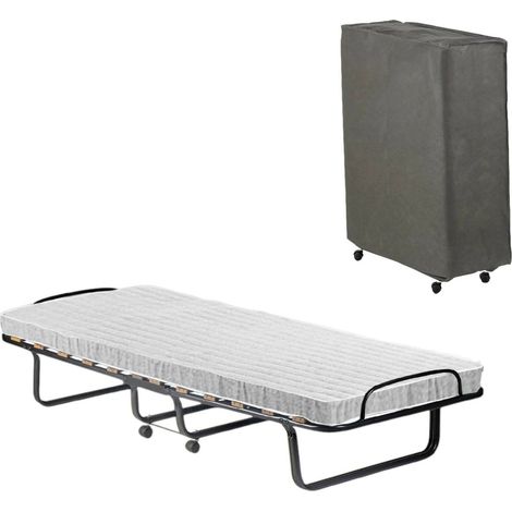Talamo Italia - Lit pliant Deva, Lit pliant avec sommier à 12 lattes, Matelas inclus, Lit peu encombrant, 100% Made in Italy, 80x190h37 cm, Housse de protection incluse, avec emballage renforcé (1/5)