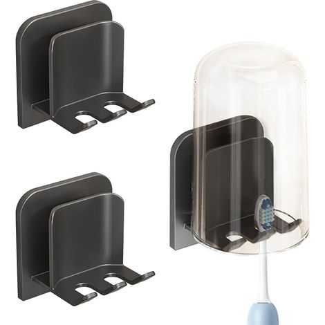 Electric Toothbrush Holder, Aluminium without Drilling, Cup Holder for Toothbrush Black (1/5)