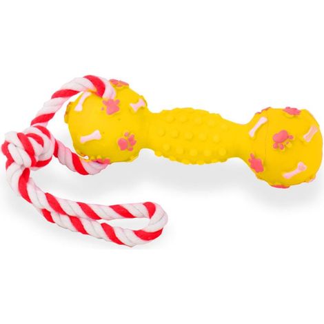 Giocattolo per cani con fischietto, da masticare con corda gialla - Resistente e sicuro (1/4)