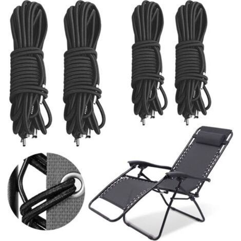 4 Pièces Corde Remplacement élastiques pour Chaise Longue Transat Pliante Inclinable Chaise Fauteuil inclinable, Zero Gravity Universelle Renforcer pour Fauteuil Relax Toile Voile (4 pcs)