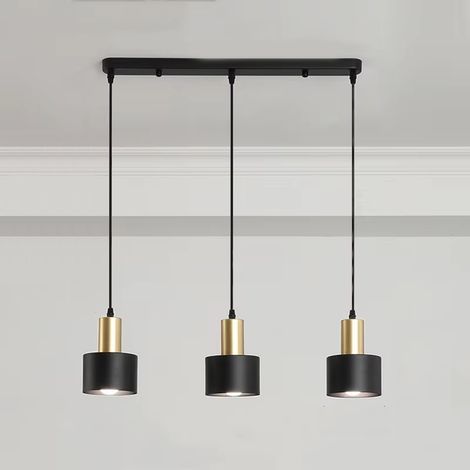 Suspension noire pour îlot de cuisine, mini suspension avec cordon de 130 cm, suspension industrielle moderne, blanc froid (1/5)