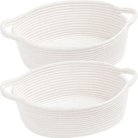 Petit panier tressé avec sacs cadeaux et rubans, coffret cadeau décoratif vide, adorable panier cadeau pour bébé, panier de rangement en corde de coton avec poignée. (1/5)