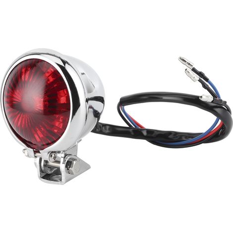 Feu arrière LED universel pour moto 12V, stop et clignotant, lentille rouge électroplaquée, avec vis de fixation et tige de montage (1/5)