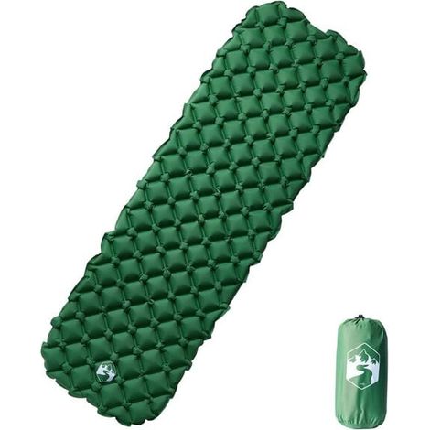 Matelas de camping gonflable une place, vert, 190 x 58 x 6 cm (1/5)