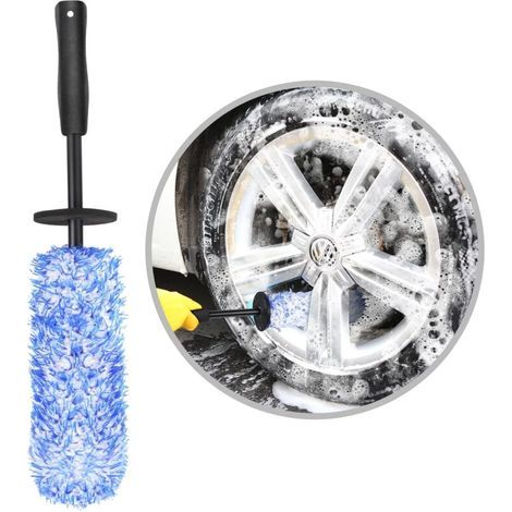 Brosse Jantes Voiture, 40 cm Brosse de Nettoyage en Microfibre pour Jante sans Partie Métallique, Brosse de Roue de Voiture (1/5)