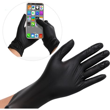 Professionelle, lebensmittelechte PVC-Handschuhe – 100 Stück, hochelastisch, schwarz, Größe L, für Küche und Reinigung (1/5)