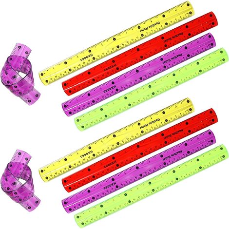 Lot de 10 règles souples et transparentes en PVC, à bord droit (1/5)