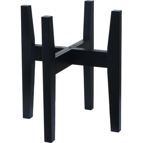 Portavasi in bambù HHG-358, supporto per vasi da fiori, alzata per vasi regolabile 30x27-37 cm, nero