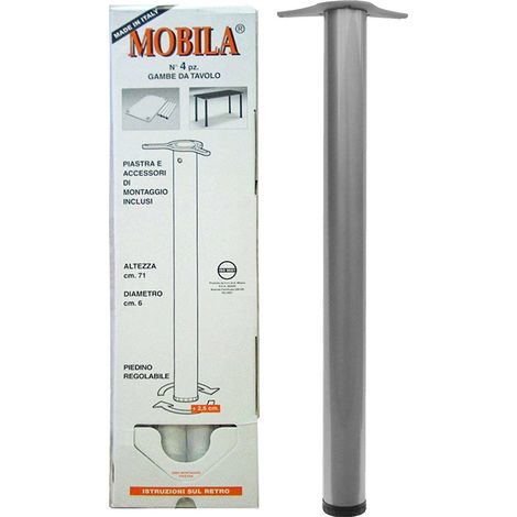 Kit gambe tavolo 4 pz. Ø 60 - H.710 mm. grigio