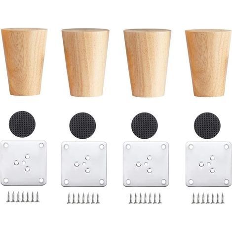 Meubles en Bois Pieds, 4 Pièces Pied de Canapé en Bois Massif, Pied de Lit en Bois, Pied D'armoire en Bois pour Canapé Meuble TV Table Basse Lit Pied,6CM (1/5)