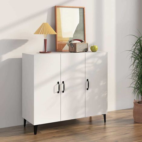 Buffet - Armoire de rangement Enfilade Blanc 90x34x80 cm Bois d'ingénierie BV456755 - BonneVie (1/5)