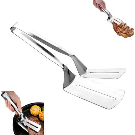 Pinze da cucina multifunzionali in acciaio inox 304 per grigliare, cuocere al forno e servire carne, pesce e insalate. (1/5)