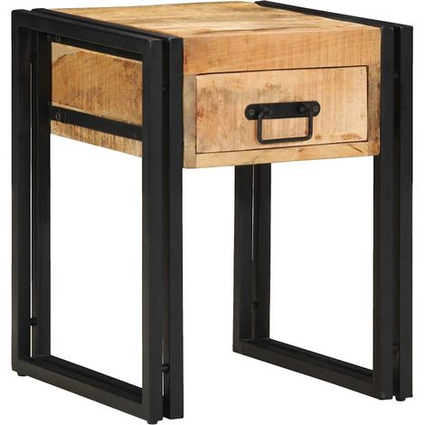 Tavolino Marrone e Nero 40 x 40 x 50 cm Legno di mango massello vidaXL (1/5)