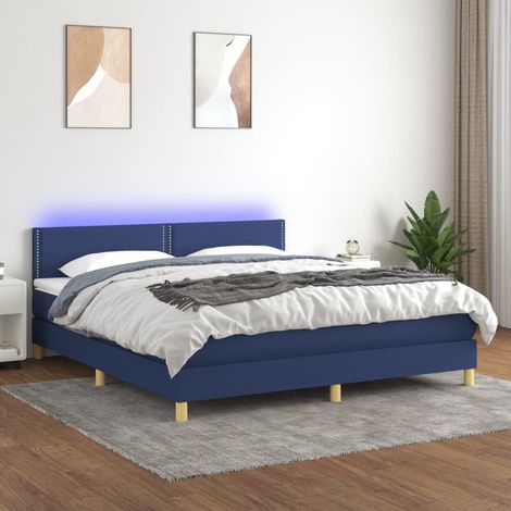 Boxspringbett mit Matratze & LED Blau 180x200 cm Stoff (1/5)