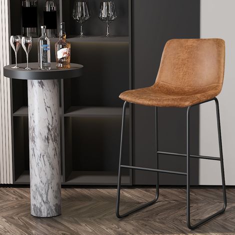 Tabouret de bar assise 65cm en PU cognac MARCIA (lot de 2) (1/5)