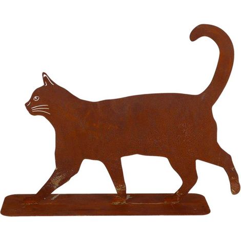 Animal de compagnie décoratif en métal rouillé Chat qui marche (1/2)