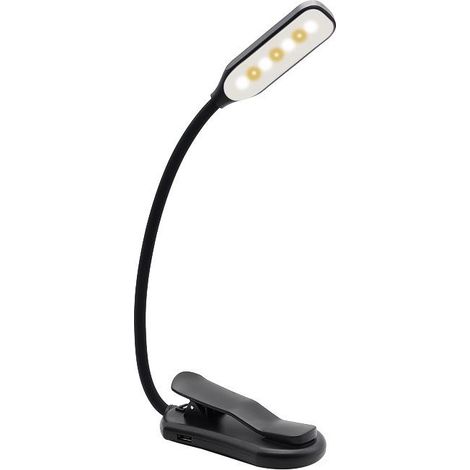 Lampe de bureau à pince rechargeable USB - Noire, 7 LED, lampe de lecture pour étudiants, lampe de lecture à pince LED avec protection des yeux (1/2)