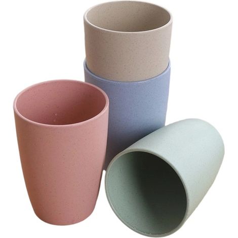 Tumbler - Tasse À Boire Réutilisable En Paille De Blé - Biodegradable - Sans BPA - Pour Café Thé Eau Jus - Lot De 4
