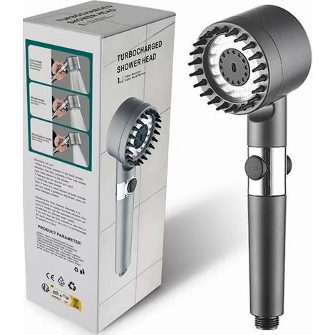Un pommeau de douche filtrant avec douchette à main, trois modes de jet et un pommeau de douche haute pression à économie d'eau. (1/5)