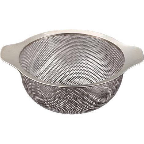 Cesta escurridora de acero inoxidable, Colador, Cesta multiusos profunda integrada con dos asas, Perforaciones de drenaje finas, 20 cm (1/5)