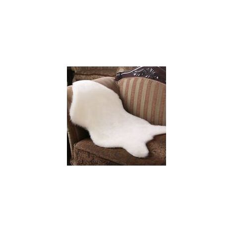 Super Soft Washable Brillant Imitation Laine Tapis Chaises Etage Chambre Furry Tapis Salon Couverture Artificielle Coussin En Peau De Mouton, Blanc-Fei Yu (1/2)