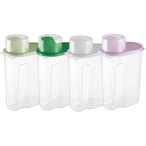 Boîtes De Rangement Pour Céréales,4 Pièces Transparent Scellé Hermétique (1/5)