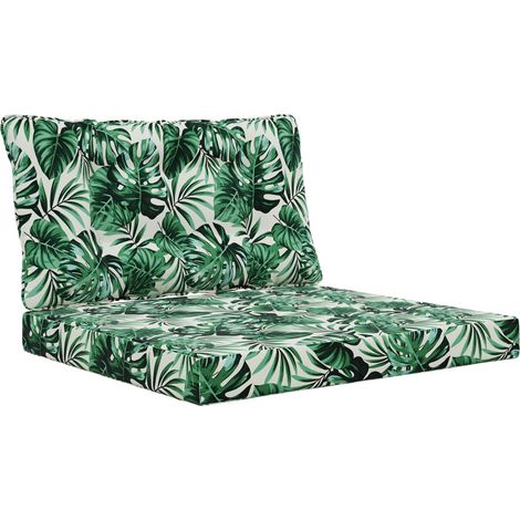 Coussin de canapé d'extérieur 2 pcs Motif feuille Polyester