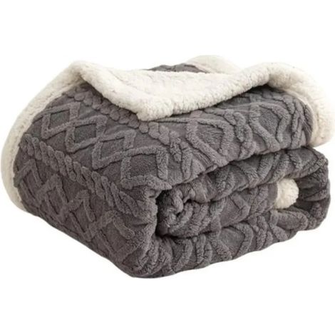 Couverture bébé en polaire sherpa corail, 70 x 100 cm, gris foncé (1/5)