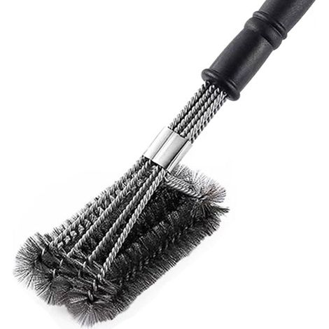 Brosse de nettoyage pour barbecue, avec 4 rangées de poils métalliques en spirale, accessoires pour barbecue à gaz, à charbon et électriques (1/3)