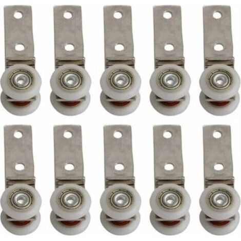 CSPARKV 10 pack 1,9 cm Coude de conduit en métal Roulement Bloc de poulie avec deux Plastique de roue pour porte coulissante fenêtre Cabinet (1/4)