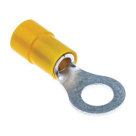 TERMINALE AD ANELLO A STRINGERE - GIALLO X CAVO MMQ 4,0/6,0 FORO MM 5,3 CF=PZ 10- 12 confezioni