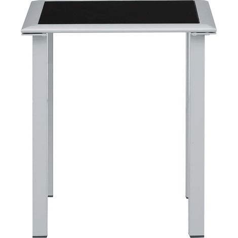 Table de jardin Table d'appoint, Table de Balcon, Noir et argenté 41x41x45 cm Acier et verre OIB4773E (1/4)