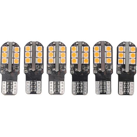 Ampoule LED T10 24SMD, jaune, 4,8 W, 12 V. Kit d'éclairage LED ultra-lumineux avec contrôle de luminosité progressif pour l'affichage de la largeur de la voiture.