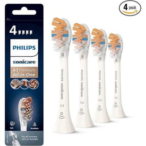 LYERCW - Tête de brosse de rechange tout-en-un Philips Sonicare Original A3 Premium pour brosse à dents électrique - blanche (1/3)