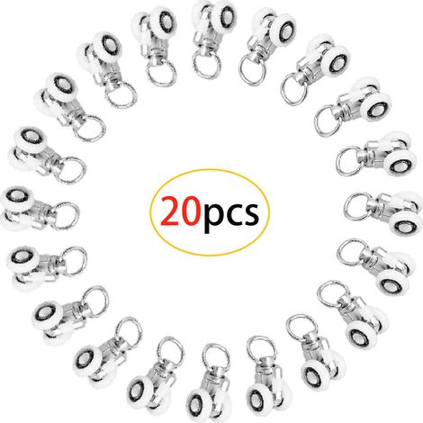 Rouleaux rail rideaux plastique Twin 20 pcs poulies silencieuses glissières coulissantes douche blanches robustes