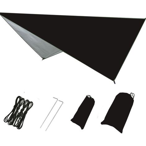 Camping Bâche Anti-Pluie Rain Tarp Imperméable Tarp Rain Fly Toile De Tente Avec Sac De Rangement Pour Extérieur Camping Randonnée,Noir 230x140cm (1/5)