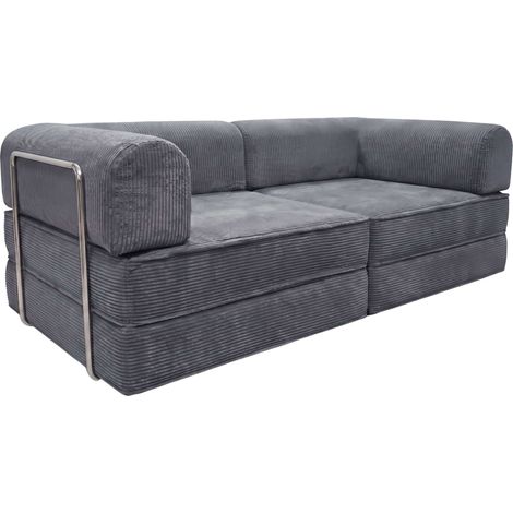 Sofá Cama Futón Plegable Nest 2 Plazas Salón Pana Gris Oscuro 182 cm (1/5)